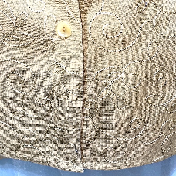 MIRASOL EMBROID. LINEN/RAYON BUTTON DWN SHIRT SZ M - Picture 3 of 14